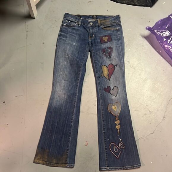 Custom Citizens of Humanity Heart Graffiti Dita Bootcut Jeans - Picture 2 of 12